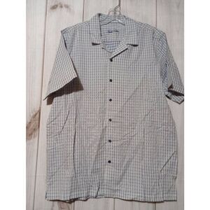 Tasso Elba Shirt Men's Large‎ Gray Blue Short Sleeve Button Front